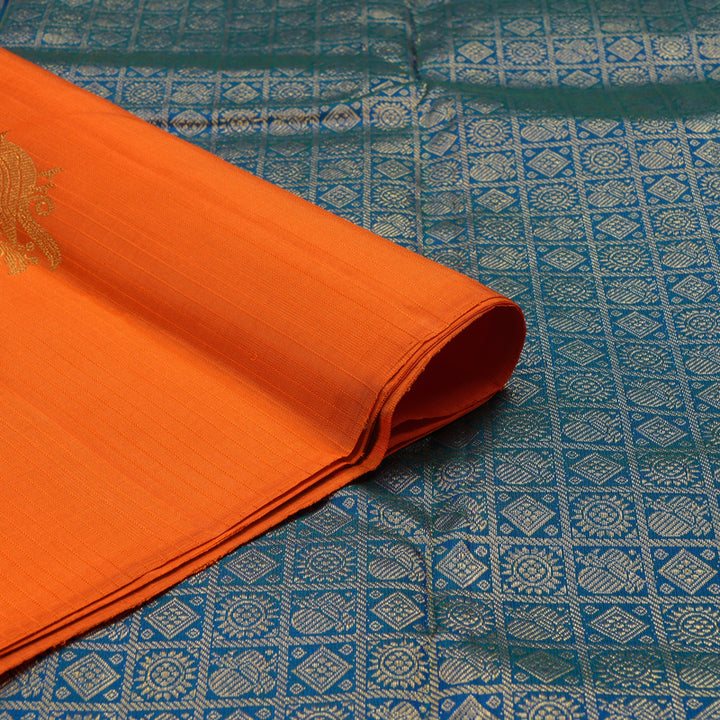Hayagrivas Handloom Bright Orange Kanjivaram Silk Saree KBE1924L1-3