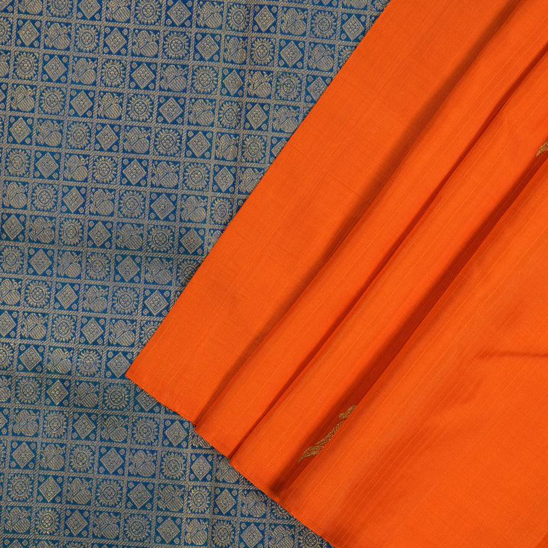 Hayagrivas Handloom Bright Orange Kanjivaram Silk Saree KBE1924L1-3