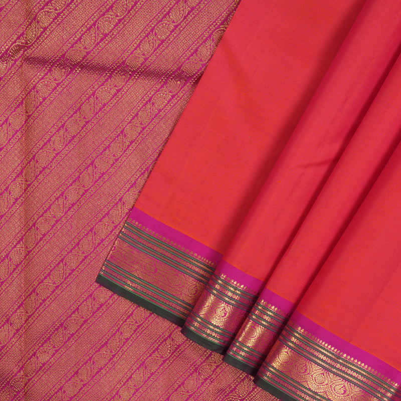 Hayagrivas Handloom Pink Kanjivaram Silk Saree with Magenta Border KBE1924L1-4