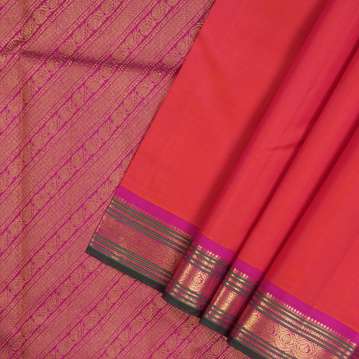 Hayagrivas Handloom Pink Kanjivaram Silk Saree with Magenta Border KBE1924L1-4