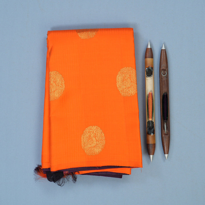 Hayagrivas Handloom Orange Kanjivaram Silk Saree KBE1924L1-7