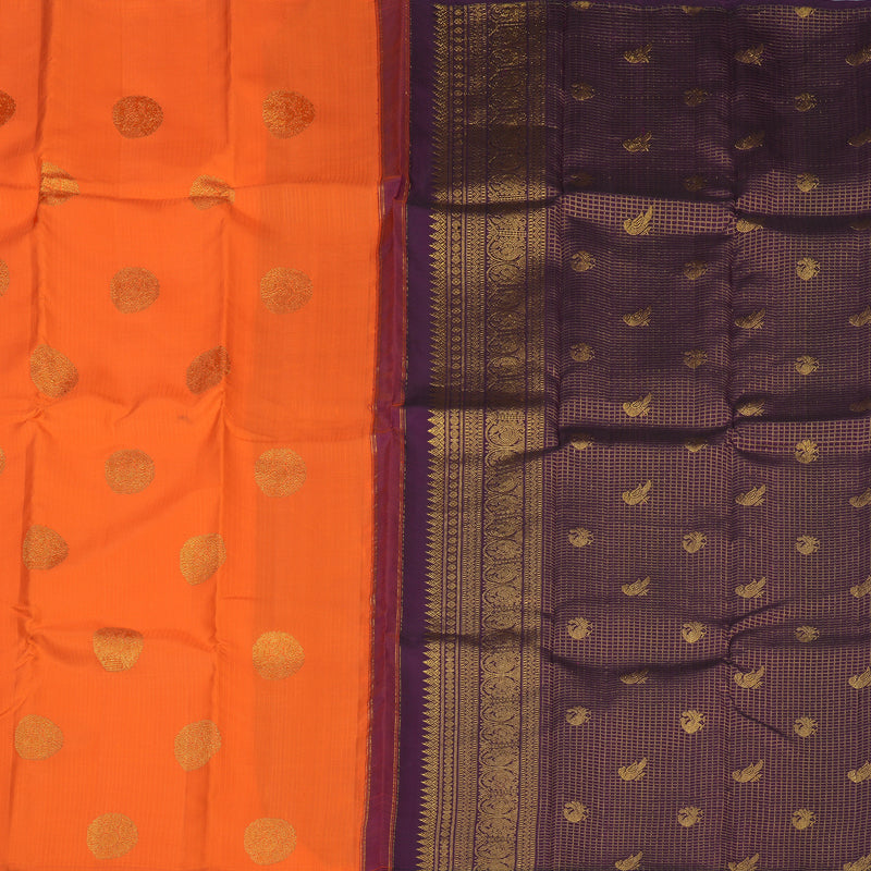 Hayagrivas Handloom Orange Kanjivaram Silk Saree KBE1924L1-7