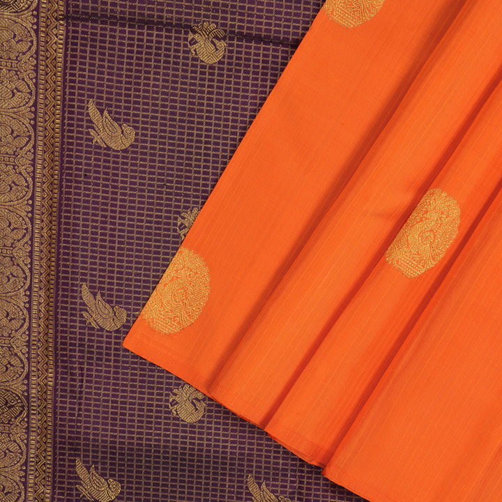 Hayagrivas Handloom Orange Kanjivaram Silk Saree KBE1924L1-7