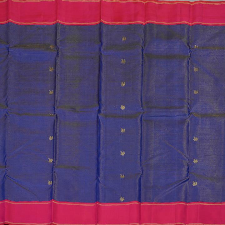 Hayagrivas Handloom Royal Blue Kanjivaram Silk Saree with Pink Border KBE1928L3-1