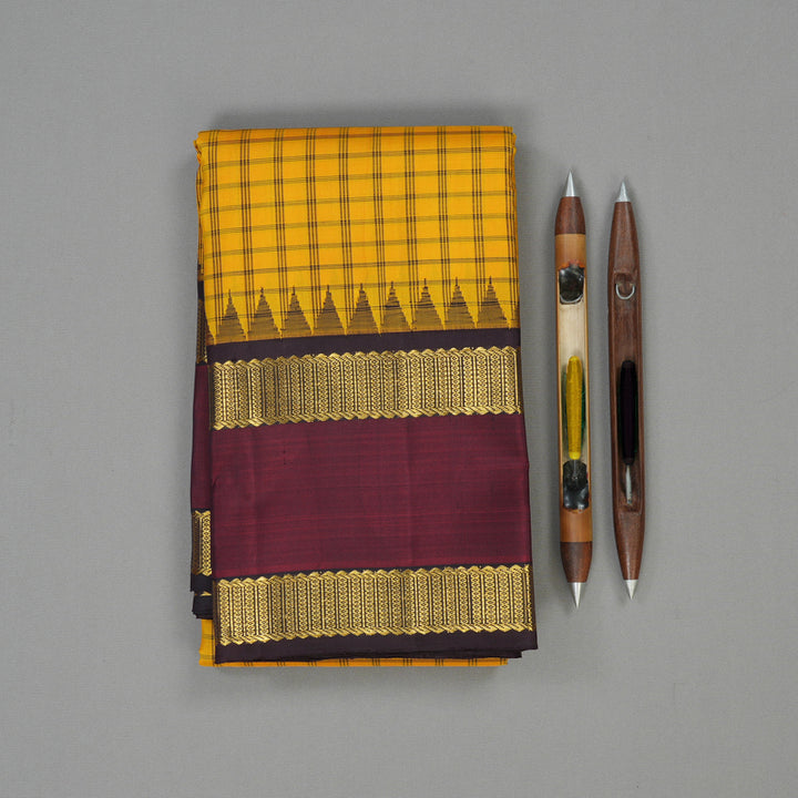 Hayagrivas Handloom Yellow Kanjivaram Silk Saree KBE1932L9-1