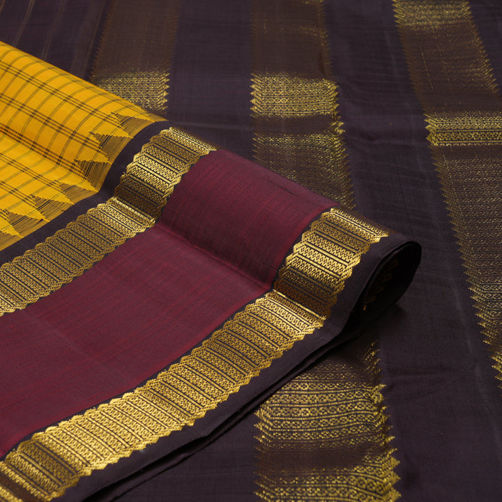 Hayagrivas Handloom Yellow Kanjivaram Silk Saree KBE1932L9-1
