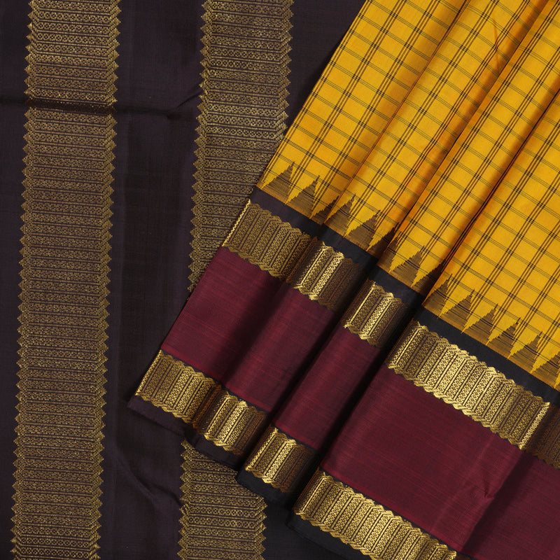 Hayagrivas Handloom Yellow Kanjivaram Silk Saree KBE1932L9-1