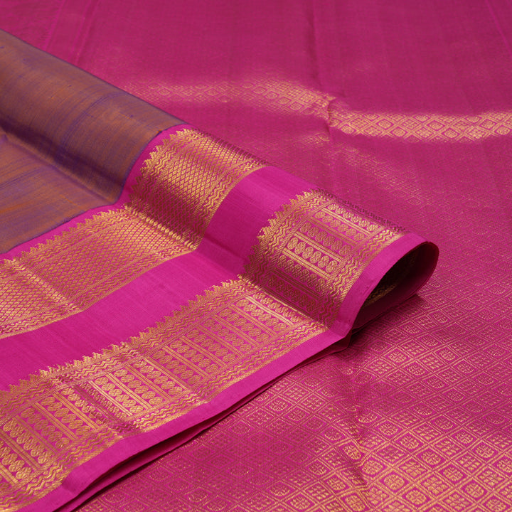 Hayagrivas Handloom Dual Tone (Rust & Purple) Kanjivaram Silk Saree with Rani Pink border KBE1934L2-1