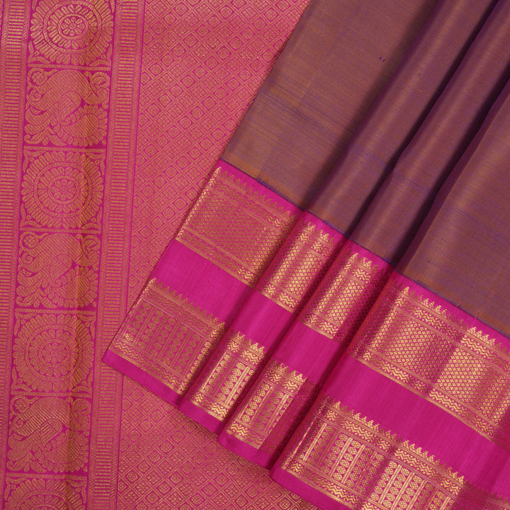 Hayagrivas Handloom Dual Tone (Rust & Purple) Kanjivaram Silk Saree with Rani Pink border KBE1934L2-1