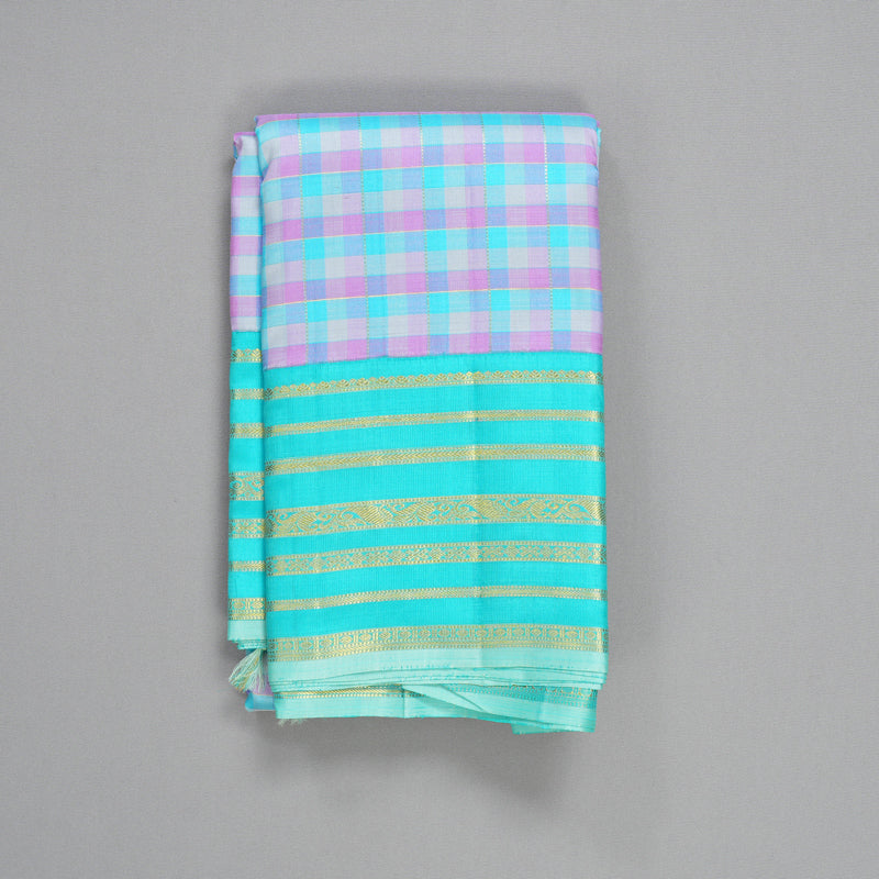 Hayagrivas Handloom Multicolour Checks Kanjivaram Silk Saree KBE1936L3-1