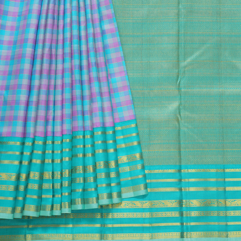 Hayagrivas Handloom Multicolour Checks Kanjivaram Silk Saree KBE1936L3-1