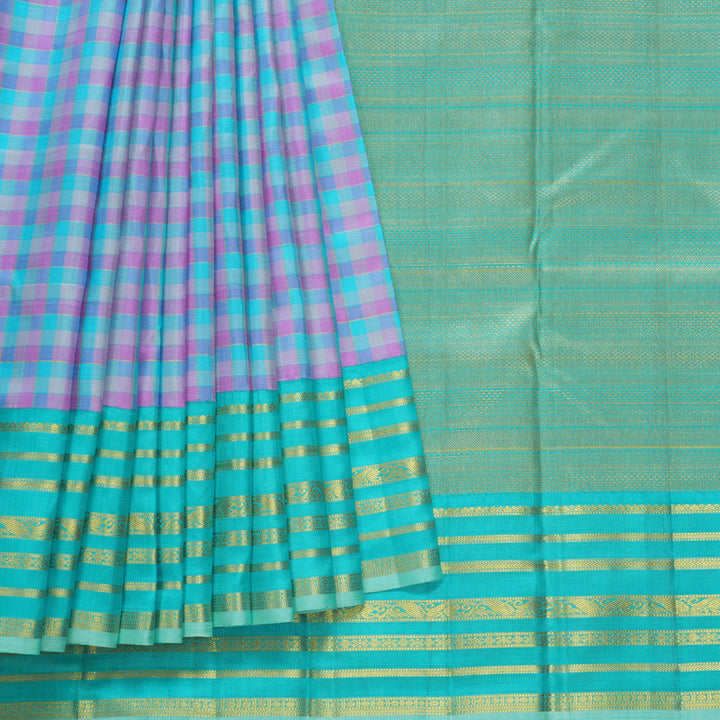 Hayagrivas Handloom Multicolour Checks Kanjivaram Silk Saree KBE1936L3-1