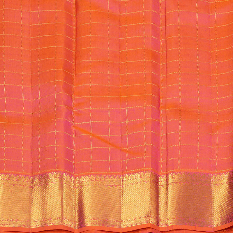 Hayagrivas Purple Handloom Kanjivaram Silk Saree with Orangish Pink Border KBE193D7-3