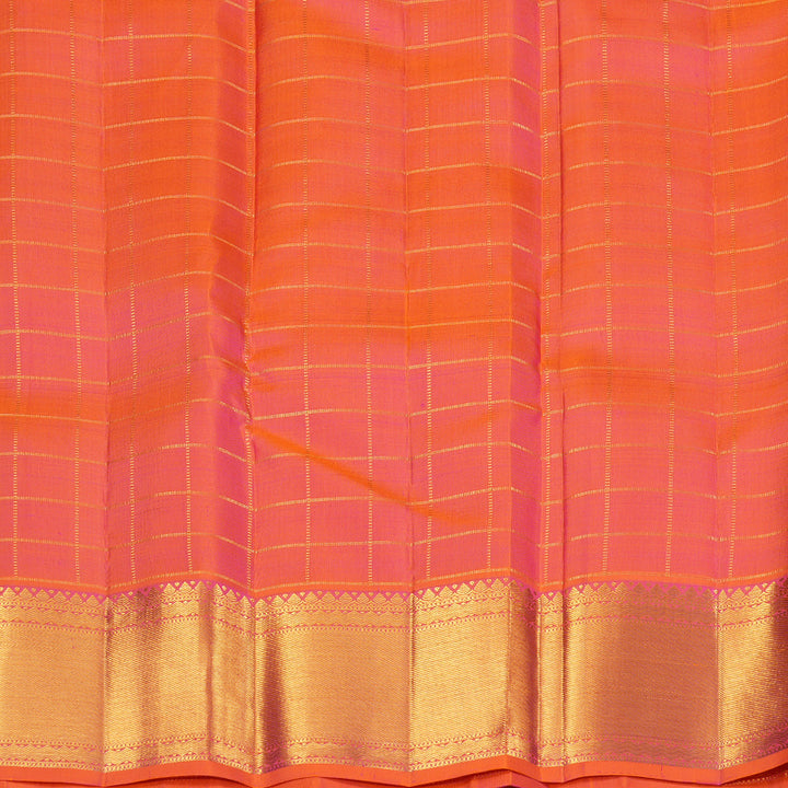 Hayagrivas Purple Handloom Kanjivaram Silk Saree with Orangish Pink Border KBE193D7-3