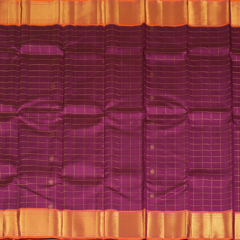 Hayagrivas Purple Handloom Kanjivaram Silk Saree with Orangish Pink Border KBE193D7-3