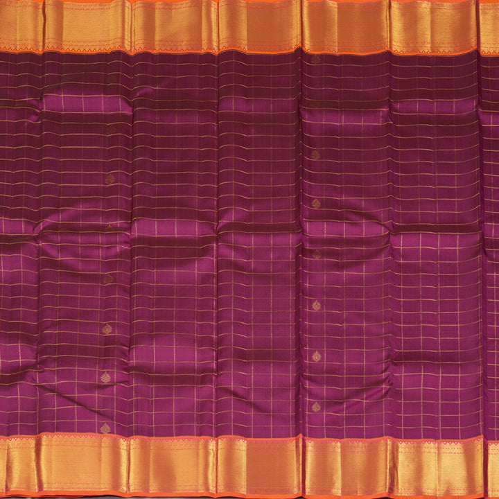 Hayagrivas Purple Handloom Kanjivaram Silk Saree with Orangish Pink Border KBE193D7-3