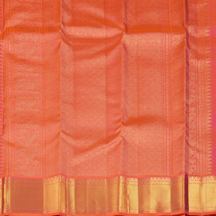 Hayagrivas Purple Handloom Kanjivaram Silk Saree with Orangish Pink Border KBE193D7-3