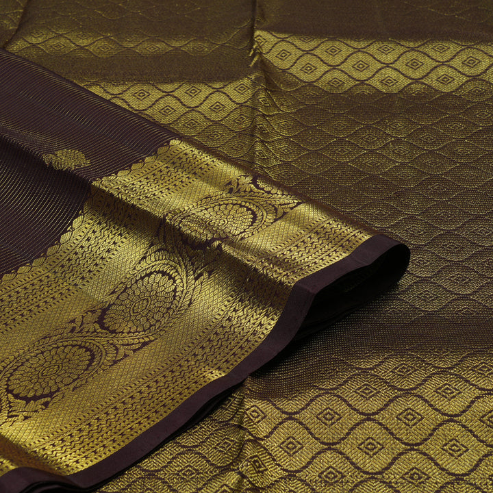 Hayagrivas Handloom Dark Chocolate Brown Kanjivaram Silk Saree KBE1941L2-1