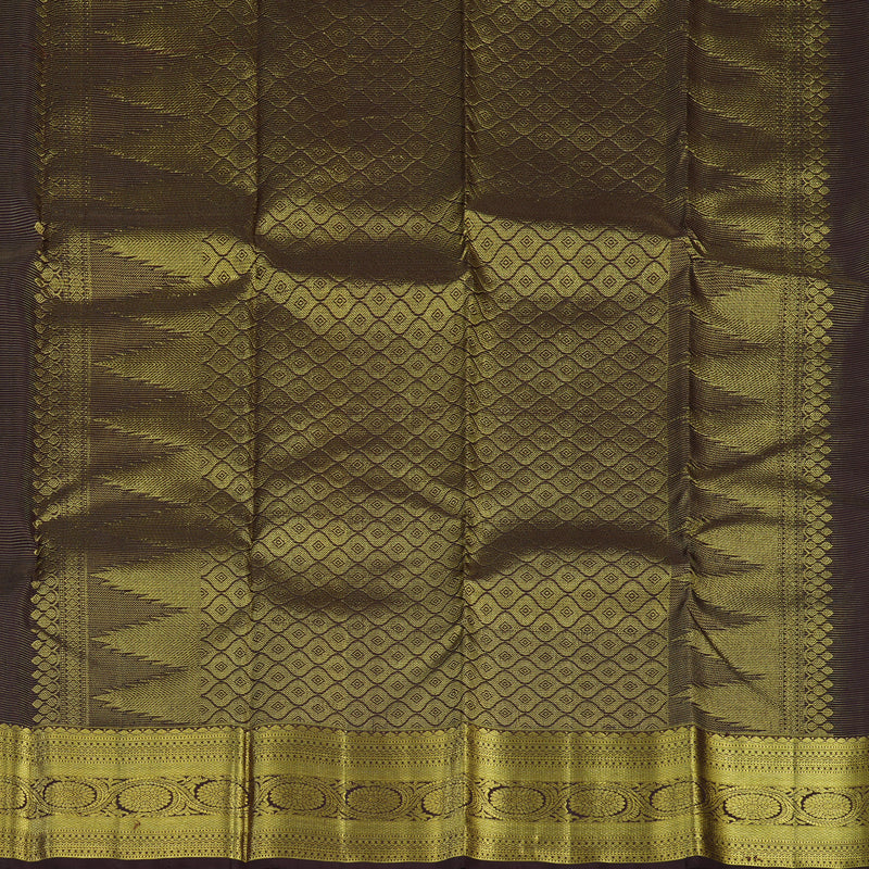Hayagrivas Handloom Dark Chocolate Brown Kanjivaram Silk Saree KBE1941L2-1