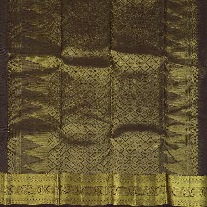 Hayagrivas Handloom Dark Chocolate Brown Kanjivaram Silk Saree KBE1941L2-1