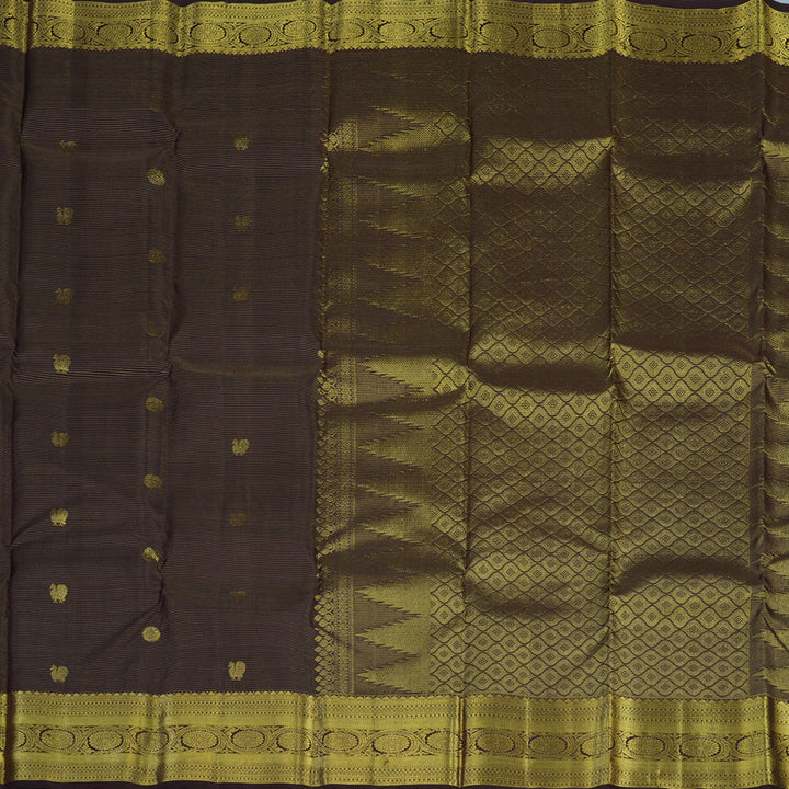 Hayagrivas Handloom Dark Chocolate Brown Kanjivaram Silk Saree KBE1941L2-1