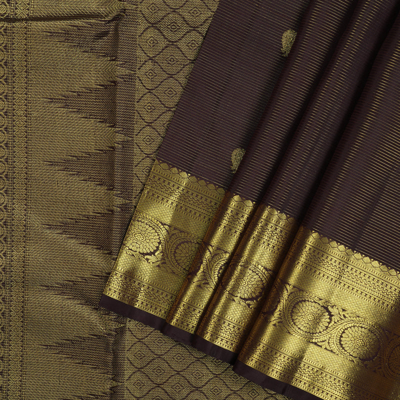 Hayagrivas Handloom Dark Chocolate Brown Kanjivaram Silk Saree KBE1941L2-1