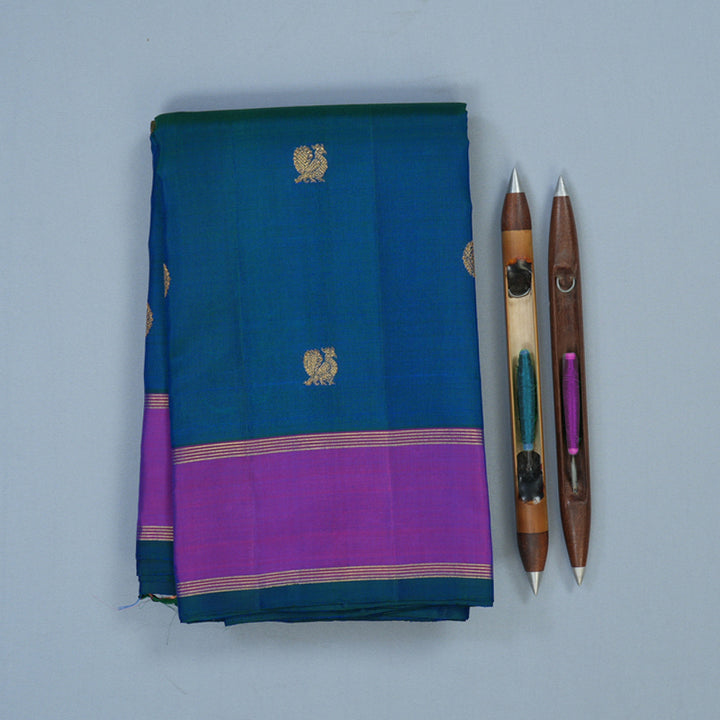 Hayagrivas Handloom Mayilkazhuthu Kanjivaram Silk Saree with Purple Border KBE1945L5-1