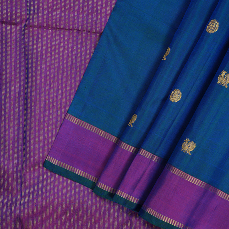 Hayagrivas Handloom Mayilkazhuthu Kanjivaram Silk Saree with Purple Border KBE1945L5-1