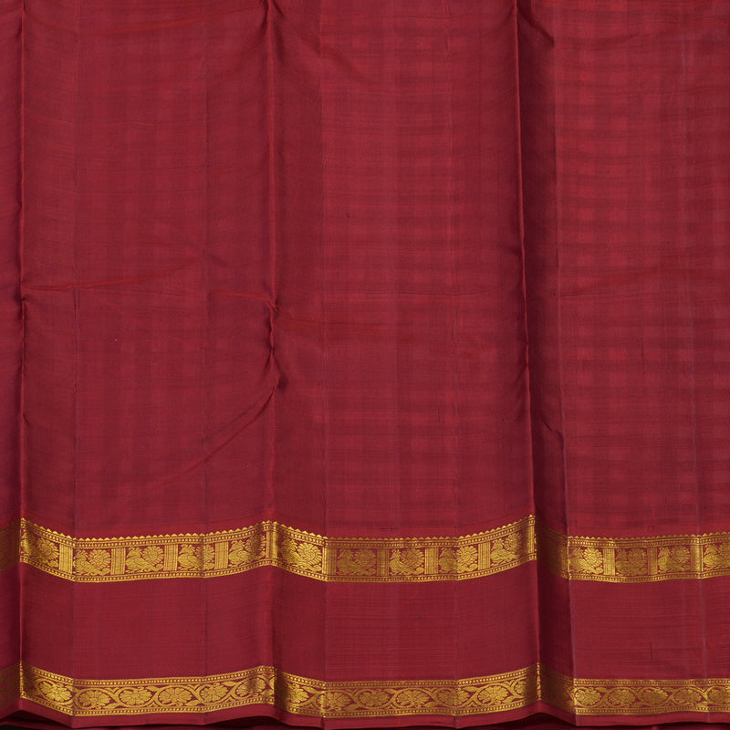 Hayagrivas Handloom Black & White Checks Kanjivaram Silk Saree with Maroon Border KBE1990L6-1