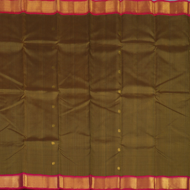 Hayagrivas Handloom Khaki Brown Kanjivaram Silk Saree with Rani Pink Border KBE1945L8-1