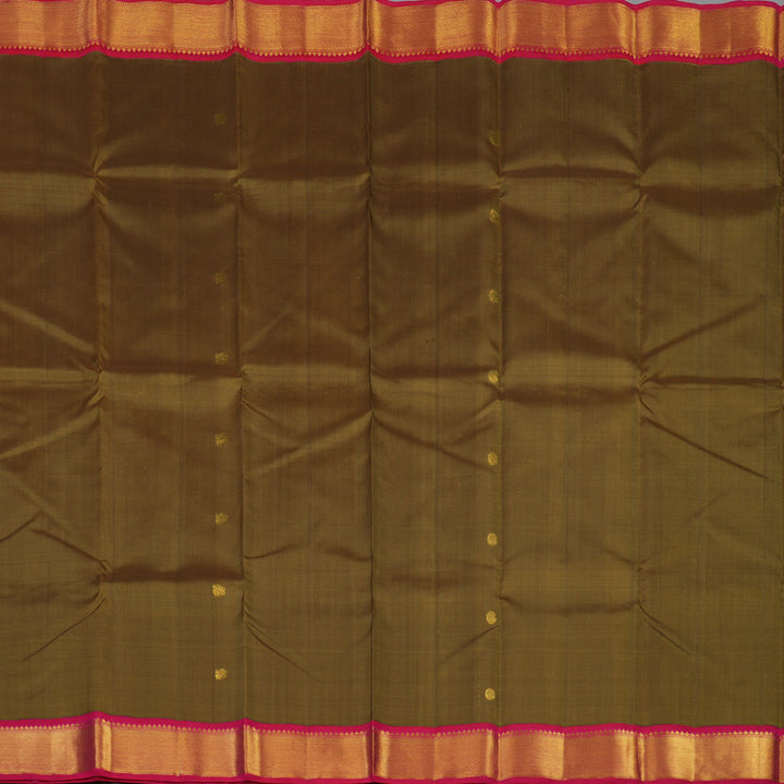 Hayagrivas Handloom Khaki Brown Kanjivaram Silk Saree with Rani Pink Border KBE1945L8-1