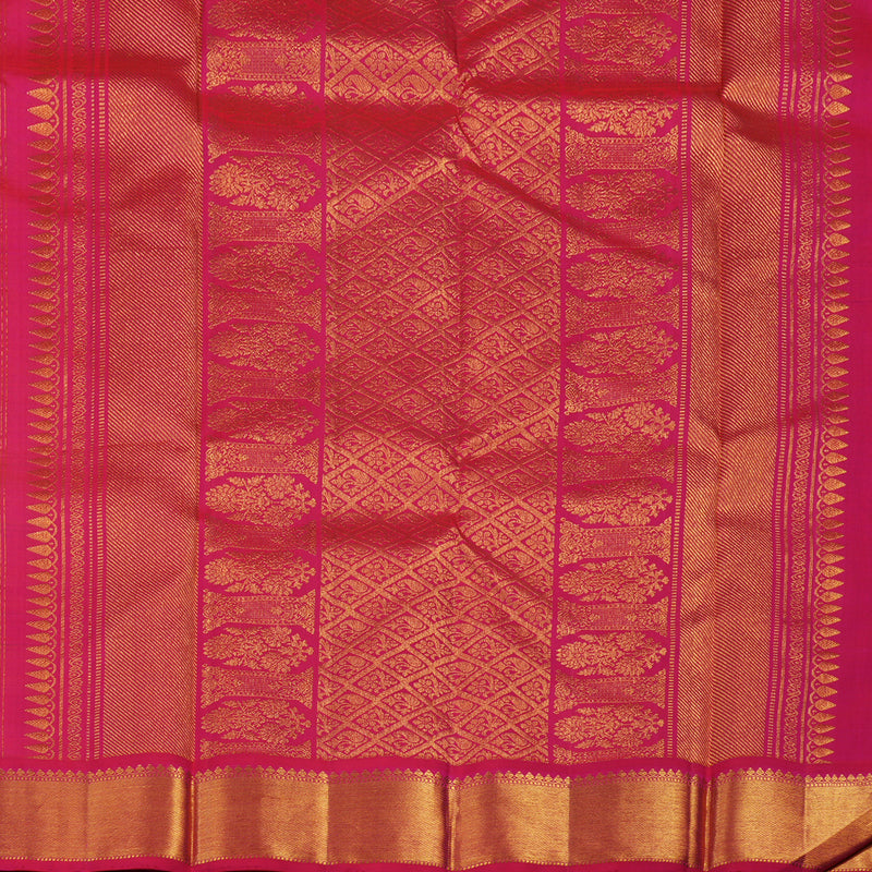 Hayagrivas Handloom Khaki Brown Kanjivaram Silk Saree with Rani Pink Border KBE1945L8-1