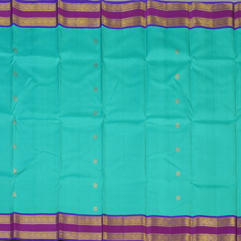 Hayagrivas Handloom Bright Teal Kanjivaram Silk Saree with Purple Border KBE1946L3-1