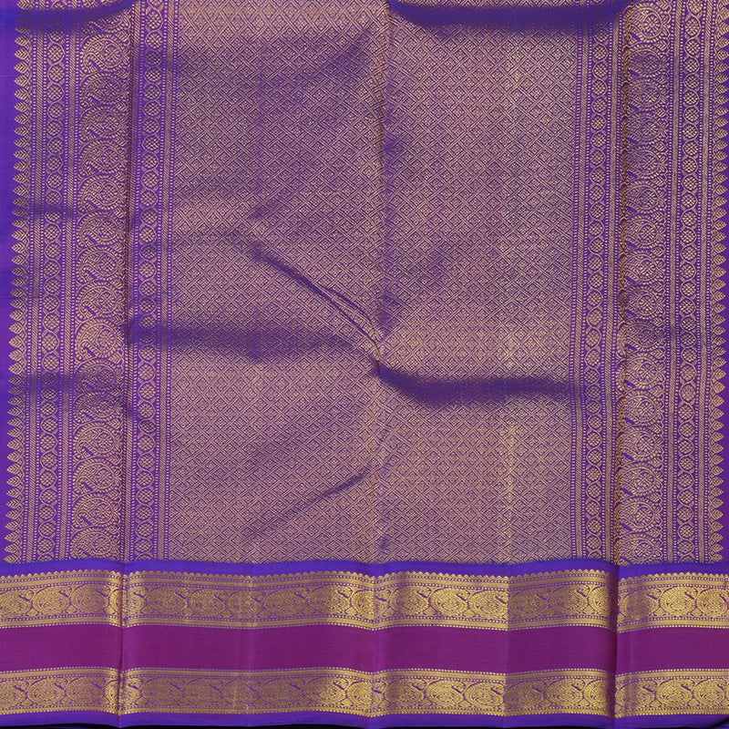 Hayagrivas Handloom Bright Teal Kanjivaram Silk Saree with Purple Border KBE1946L3-1