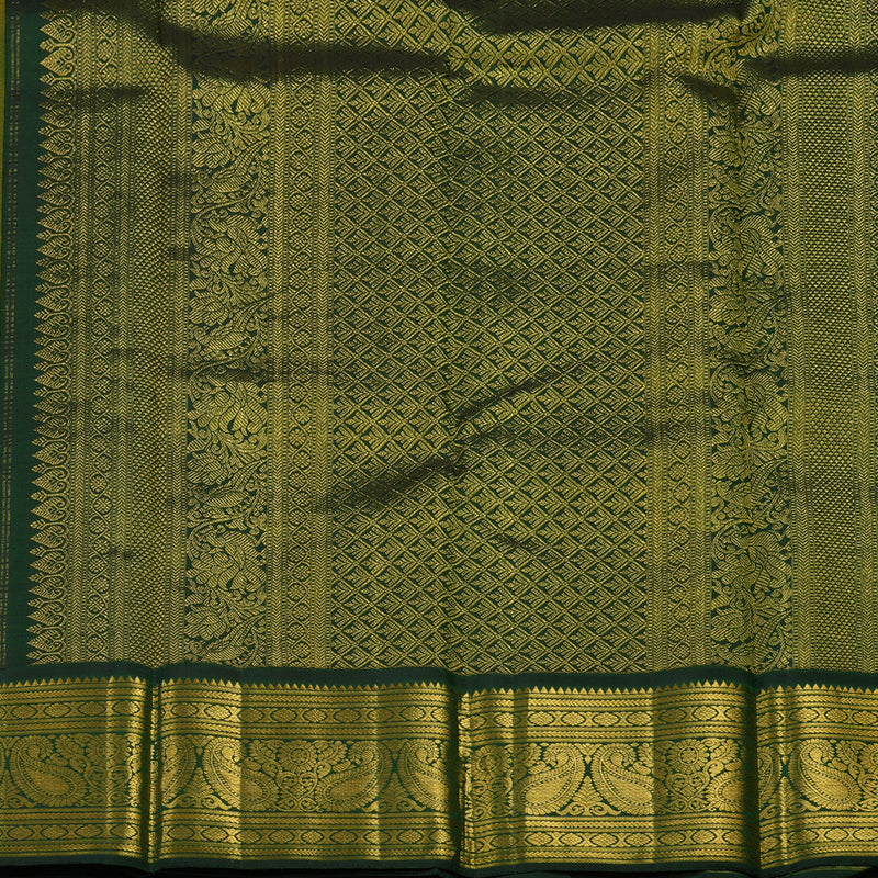 Hayagrivas Handloom Turmeric Yellow Kanjivaram Silk Saree with Ganga Jamuna Border KBE1947L1-1