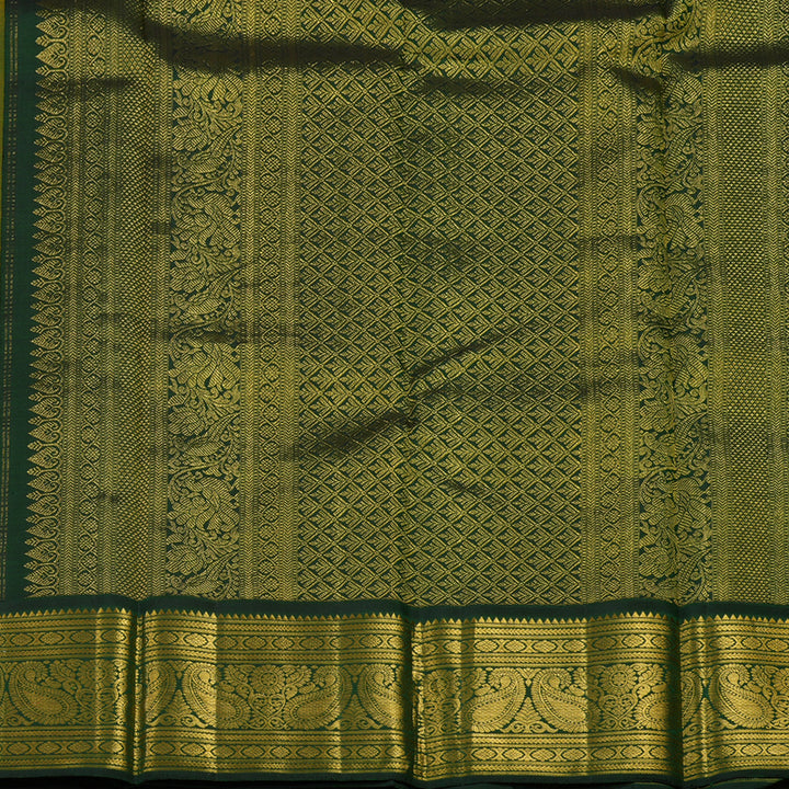 Hayagrivas Handloom Turmeric Yellow Kanjivaram Silk Saree with Ganga Jamuna Border KBE1947L1-1