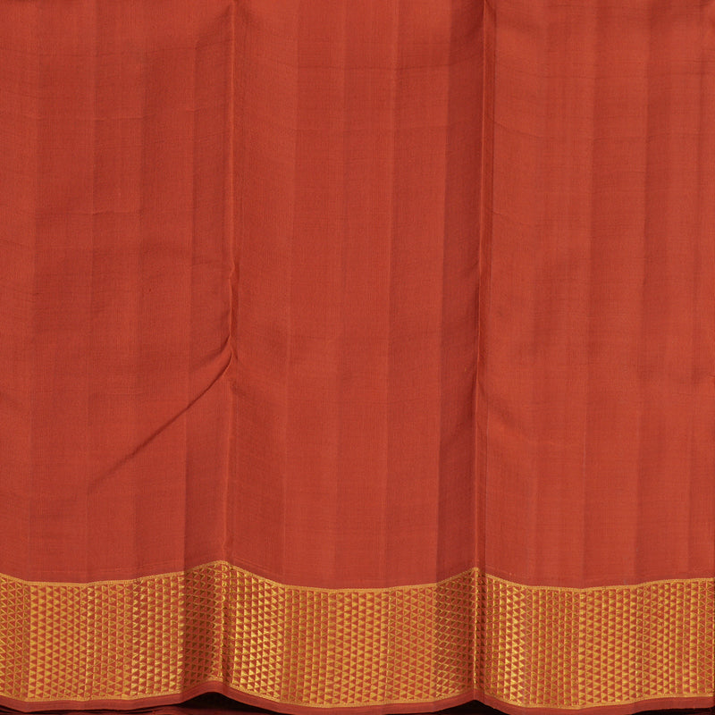 Hayagrivas Handloom Half-White Kanjivaram Silk Saree with Rust Orange border KBE1948L1-1