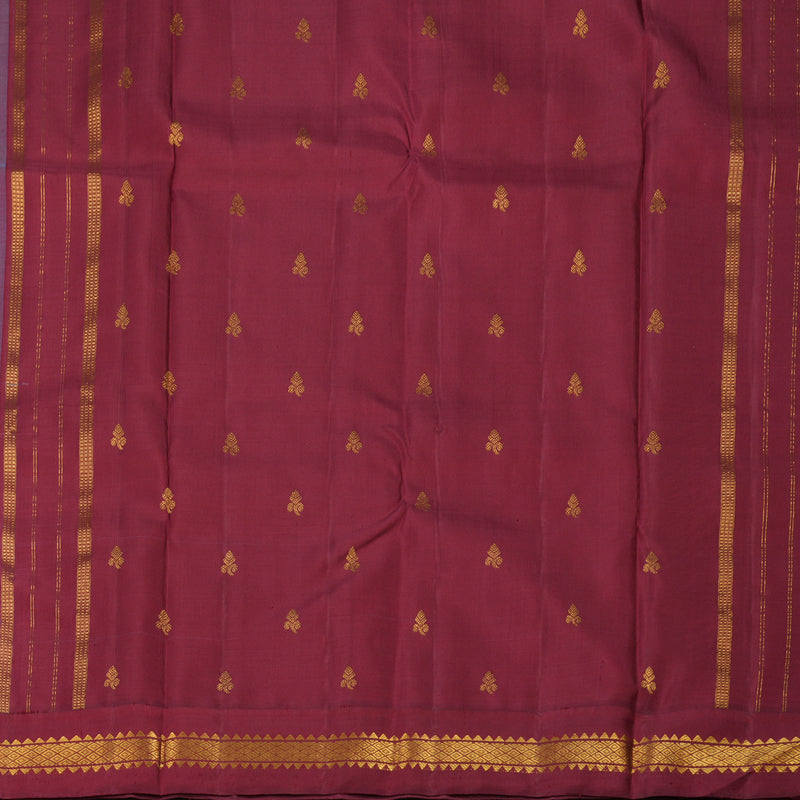 Hayagrivas Handloom Bluish-Grey Kanjivaram Silk Saree with Maroon border KBE1948L3-1