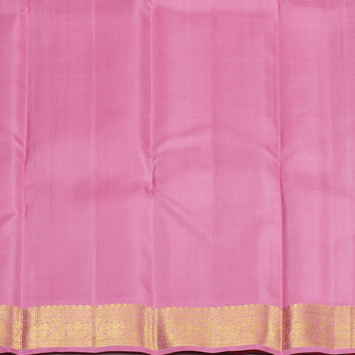 Hayagrivas Apple Green Handloom Kanjivaram Silk Saree with Baby Pink Border KBE194D1-9