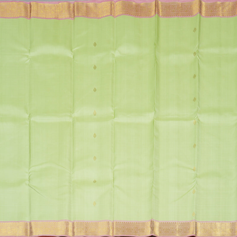 Hayagrivas Apple Green Handloom Kanjivaram Silk Saree with Baby Pink Border KBE194D1-9