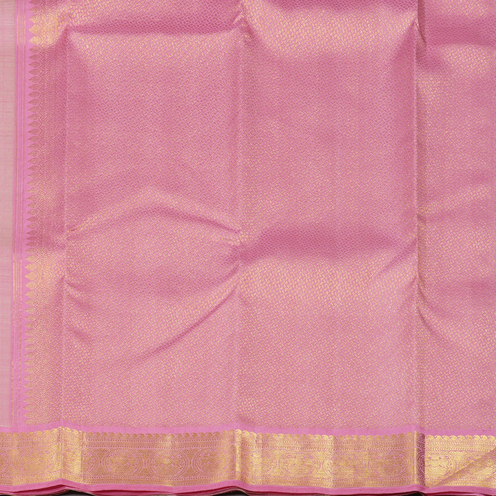Hayagrivas Apple Green Handloom Kanjivaram Silk Saree with Baby Pink Border KBE194D1-9
