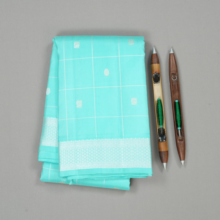 Hayagrivas Sky Blue Handloom Kanjivaram Silk Saree with Sky Blue Border KBE194D2-2