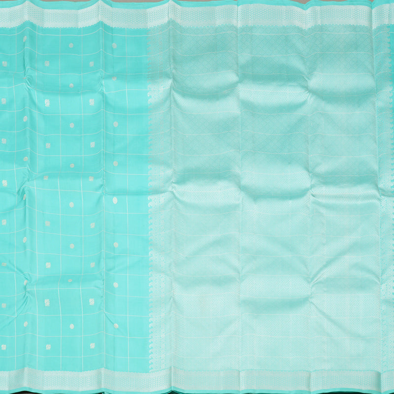 Hayagrivas Sky Blue Handloom Kanjivaram Silk Saree with Sky Blue Border KBE194D2-2