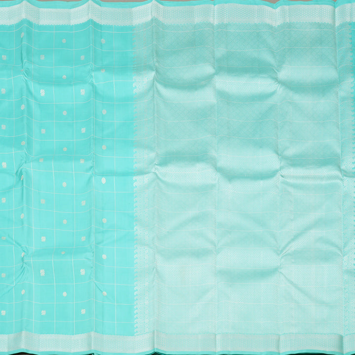 Hayagrivas Sky Blue Handloom Kanjivaram Silk Saree with Sky Blue Border KBE194D2-2
