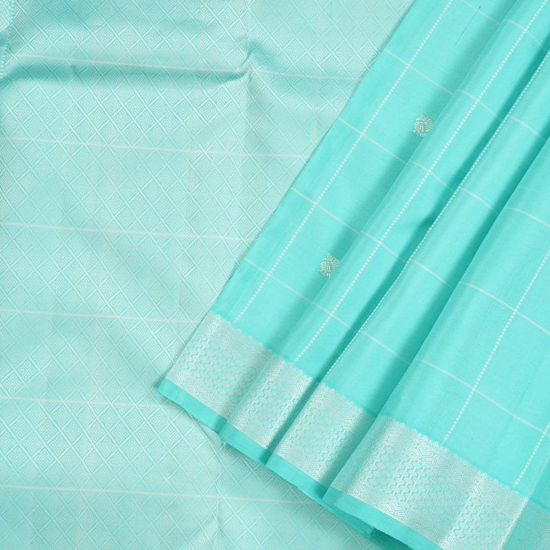 Hayagrivas Sky Blue Handloom Kanjivaram Silk Saree with Sky Blue Border KBE194D2-2