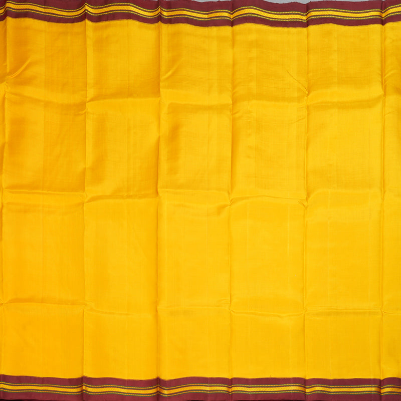 Hayagrivas Handloom Mango Yellow Kanjivaram Silk Saree with Maroon Border KBE1950L1-2