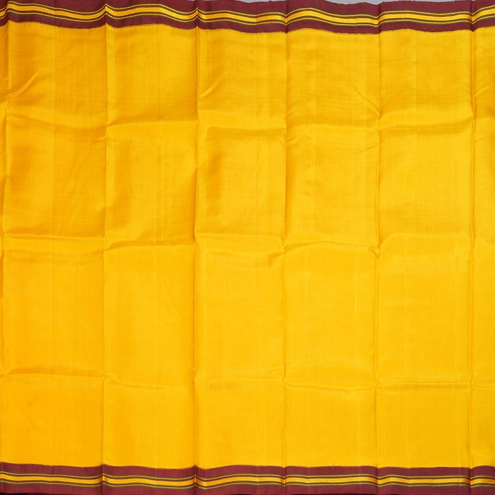 Hayagrivas Handloom Mango Yellow Kanjivaram Silk Saree with Maroon Border KBE1950L1-2
