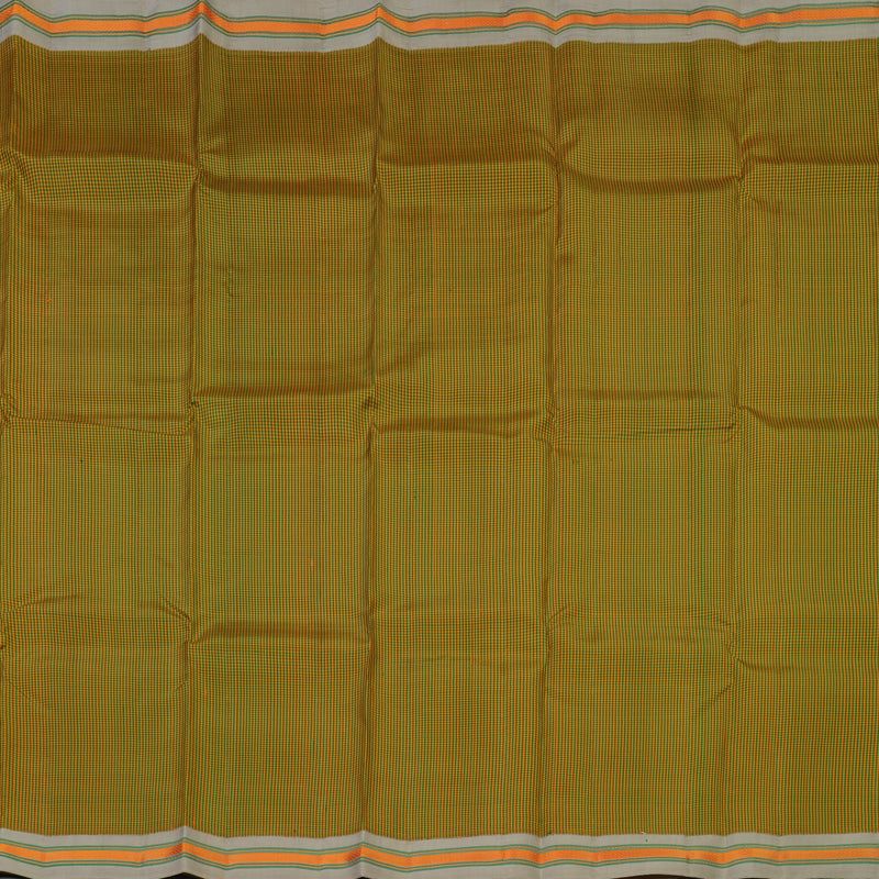 Hayagrivas Handloom Yellow & Green Muted Checks Kanjivaram Silk Saree KBE1950L2-4