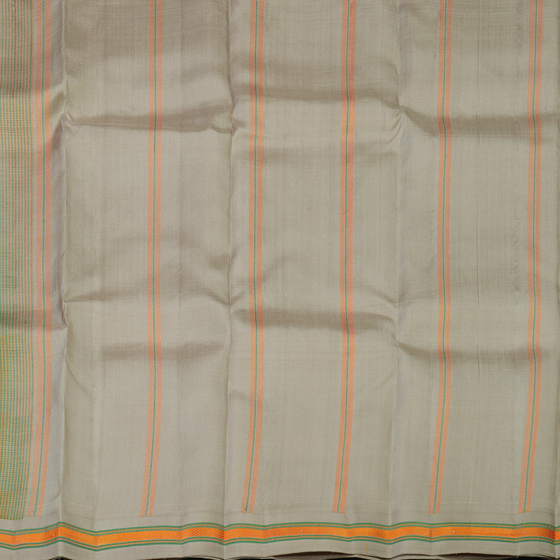 Hayagrivas Handloom Yellow & Green Muted Checks Kanjivaram Silk Saree KBE1950L2-4