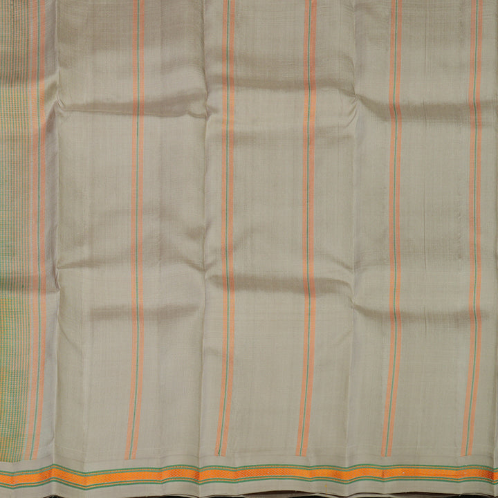 Hayagrivas Handloom Yellow & Green Muted Checks Kanjivaram Silk Saree KBE1950L2-4